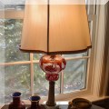 DL04. One of a pair of ruby cut to clear Bohemian glass table lamps. 